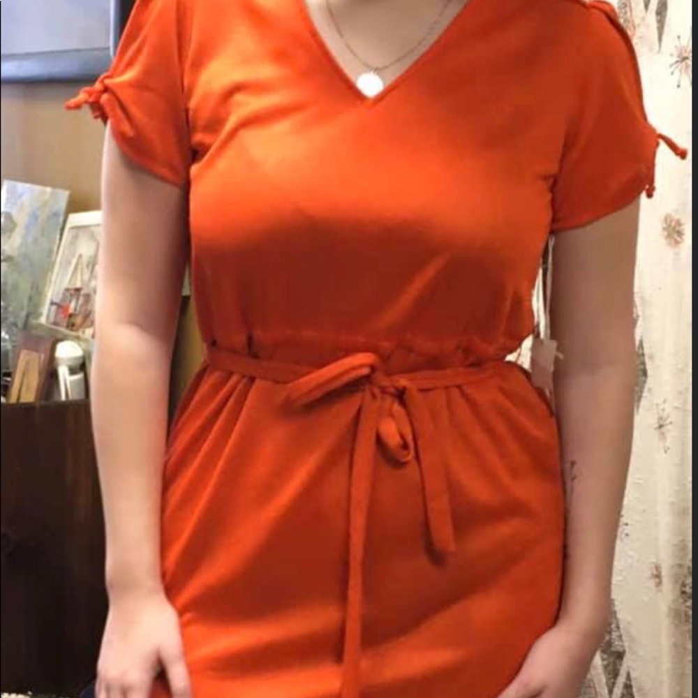 Vintage polyester orange dress by Sears size 12